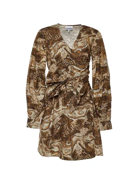 Rochie Ganni cu imagine cu imprimeu abstract plic maro