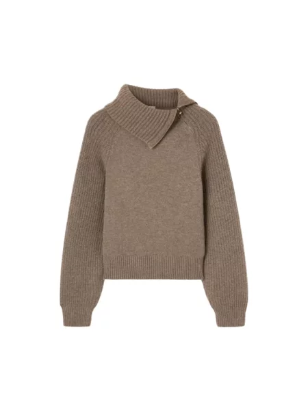Sweter Agnona z dekoltem w serek brązowy