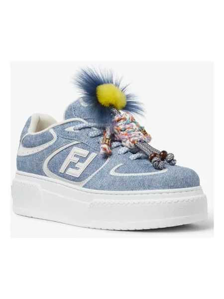Sneakersy Fendi skórzane niebieskie