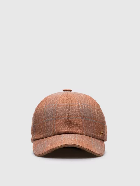 Шерстяная клетчатая кепка Stefano Ricci коричневая