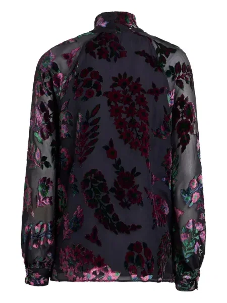 Bluză Etro de catifea cu model floral cu imagine albastru