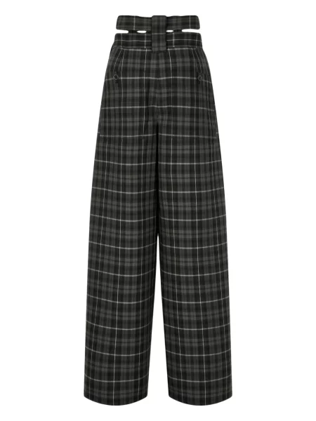 Cu centură pantaloni Studio Tomboy în carouri negru
