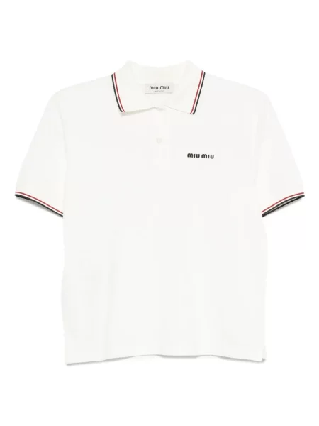 Haftowane polo Miu Miu białe