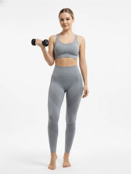 Легінси з високою талією та контрастними вставками сірий