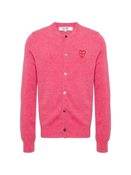 Cardigan Comme Des Garçons cu motiv cu inimi roz
