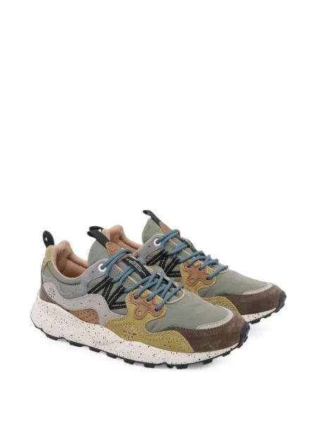 Sneakerși Flower Mountain din piele de căprioară cu model floral maro