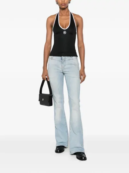 Top Amiri cu broderie negru