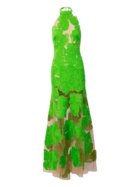 Rochie maxi Silvia Tcherassi cu model floral de costum verde