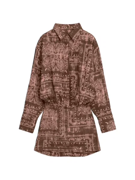 Sukienka mini A Paper Kid z nadrukiem z wzorem paisley garniturowa brązowa
