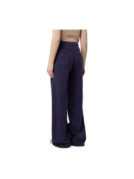 Lniane spodnie Emporio Armani fioletowe