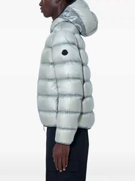 Geacă cu puf Moncler cu glugă gri