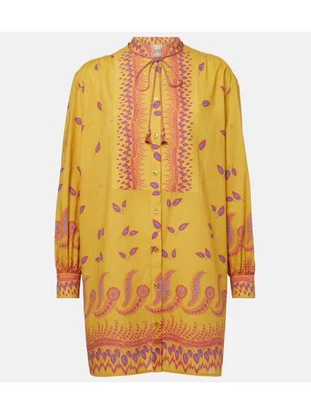 Rochie tip cămașă Valentino cu imagine din muselină de costum galben