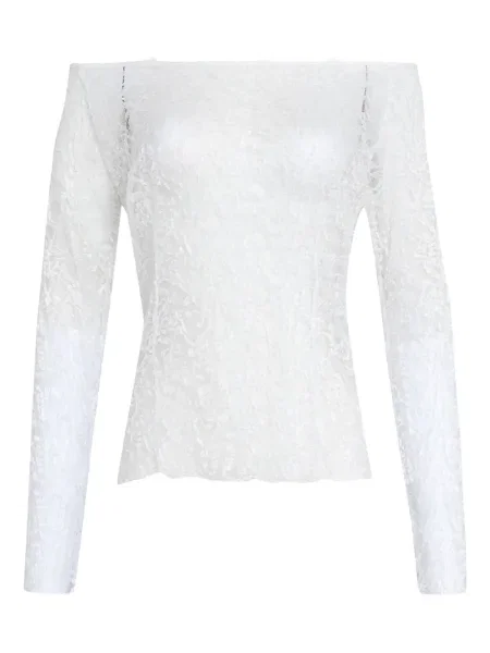 Top Amir Slama din dantelă alb
