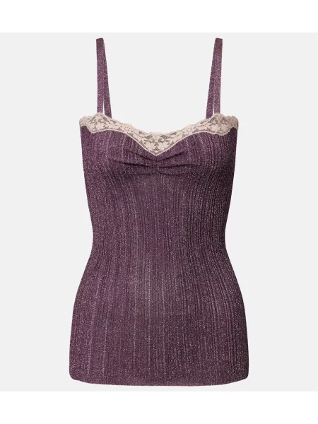 Top Valentino din dantelă violet