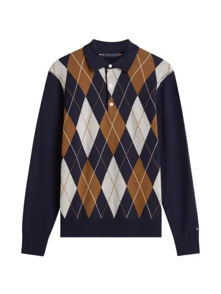 Gulerat polo Tommy Hilfiger cu model argyle albastru