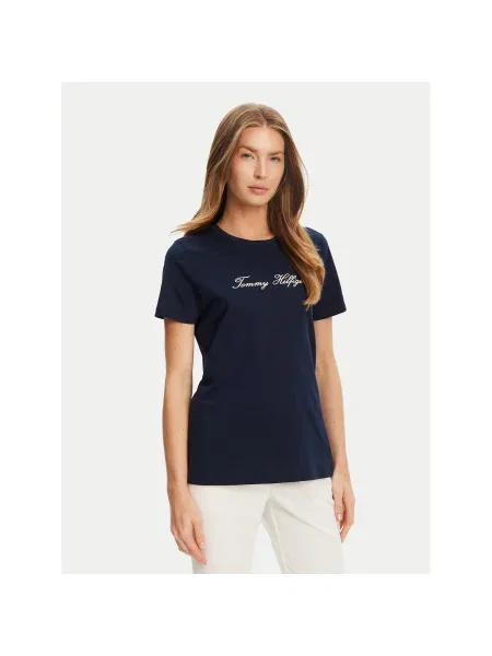 Tommy Hilfiger Póló Script Regular Fit sötétkék