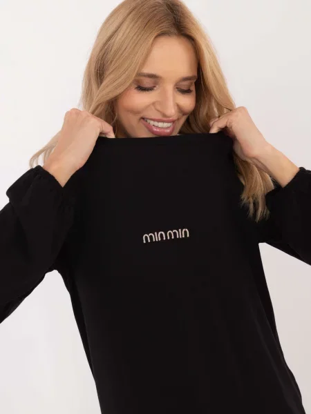 Bluză Fashionhunters cu mâneci lungi lungă negru