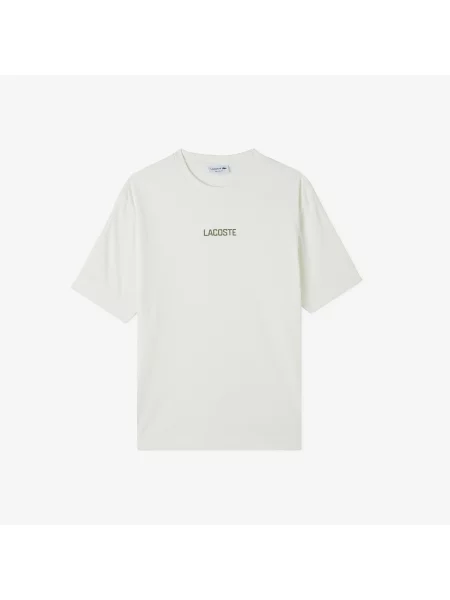 Lacoste T-Shirt Z Okrągłym Dekoltem Z Nadrukiem Loose Fit biały