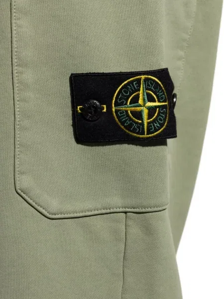 Pantaloni Stone Island cu strasuri verde