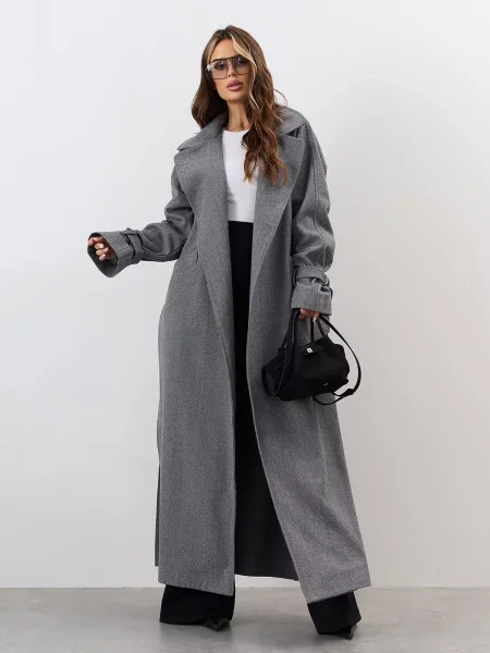 Пальто ISSA Plus кашемір сірий