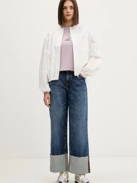 Guess Jeans kratka majica z bombažem vijolična