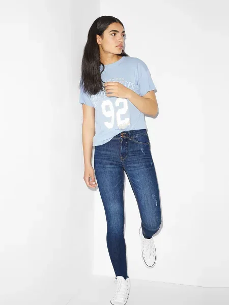 C&A Завужені джинси Бавовна/поліестер синій