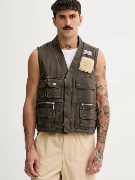 Kenzo bezrękawnik Multipocket Gilet brązowa