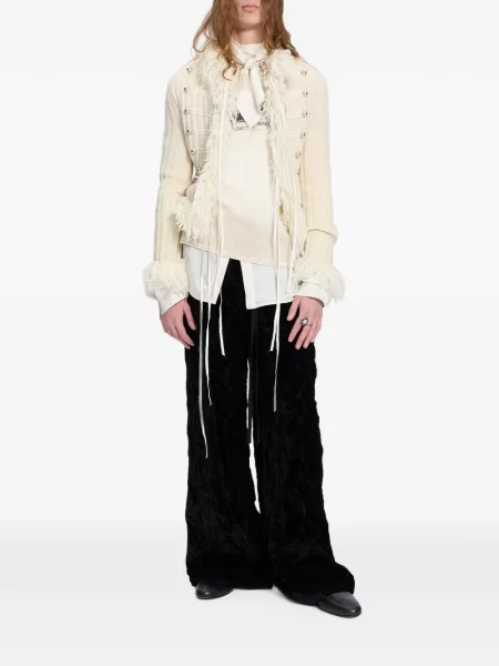 Geacă Ann Demeulemeester cu franjuri alb