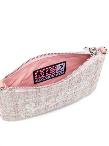 Clutch Mc2 Saint Barth tweed με αυτόγραφο ροζ