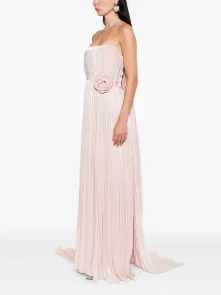 Rochie Nissa cu model floral plisată de costum roz