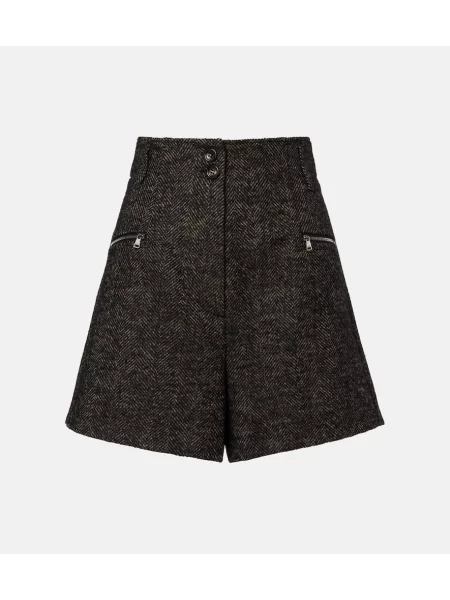 Szorty Max Mara wełniane w jodełkę czarne