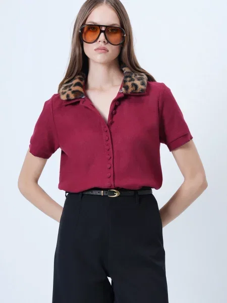 Trend Alaçatı Stili Geacă tricotată maro / maro deschis / roșu burgundy negru