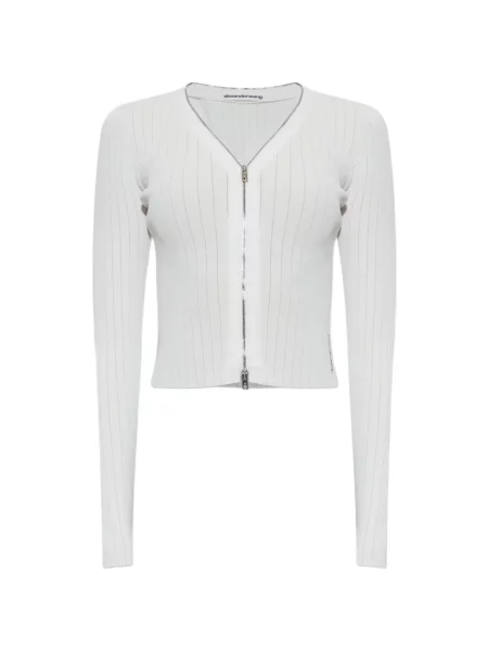 Cardigan Alexander Wang tricotate cu decolteu în V alb