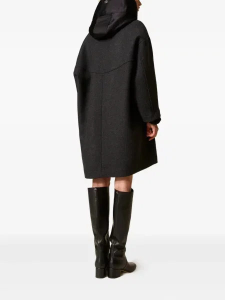 Palton Twinset cu glugă negru