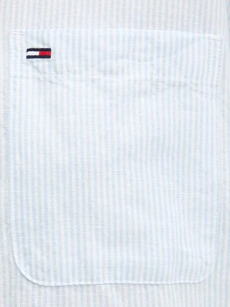 Tommy Jeans рокля тип риза с лен синьо