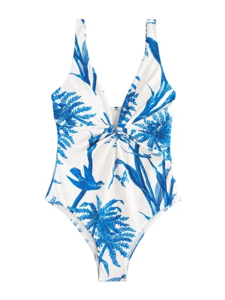 Next Costum de baie modelator albastru alb