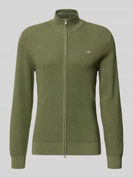 Kardigan z zamkiem błyskawicznym dwustronnym i wyhaftowanym logo Gant