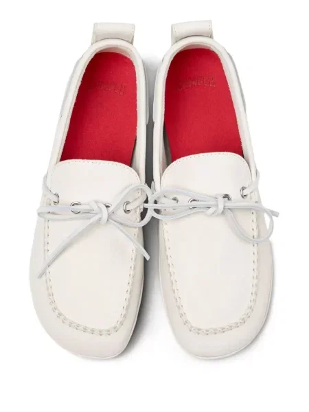 Pantofi loafer Camper cu șireturi din piele alb