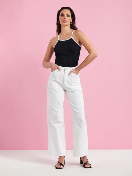 Широкие джинсы Sinsay белые