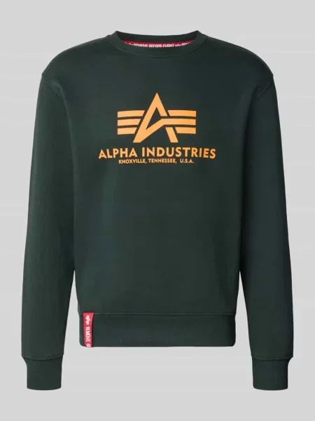Bluza o kroju regular fit z nadrukiem z logo Alpha Industries zielona