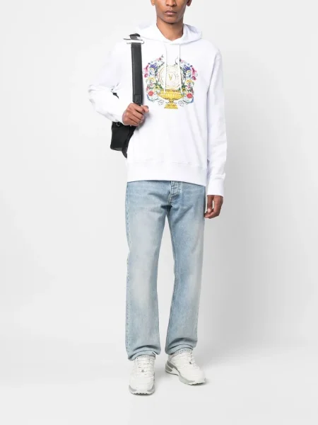 Hanorac cu glugă Versace Jeans Couture cu imagine alb