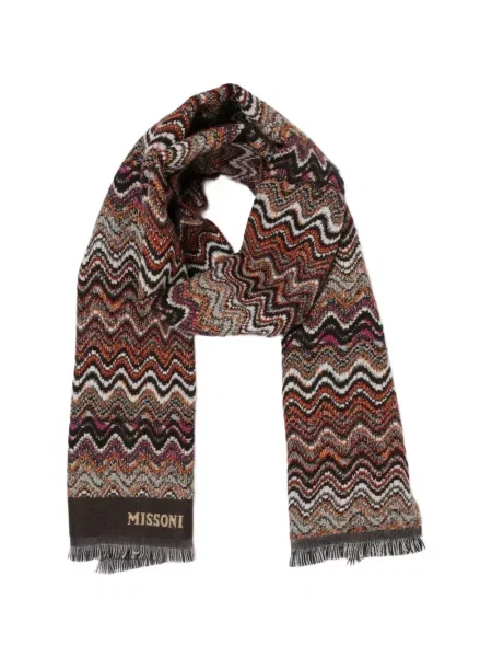 Fular Missoni cu franjuri tricotate maro