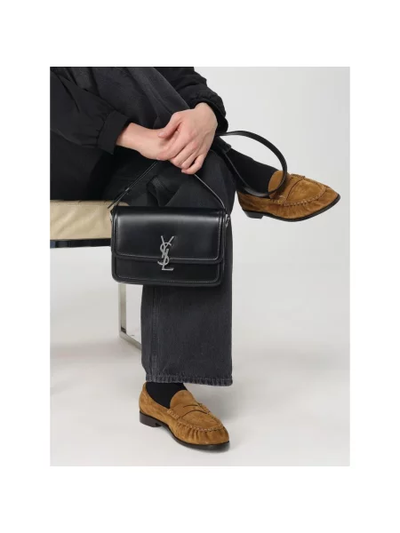 Torba na ramię Saint Laurent skórzana czarna
