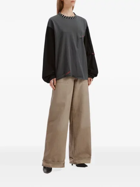Lung tricou We11done cu dungi gri