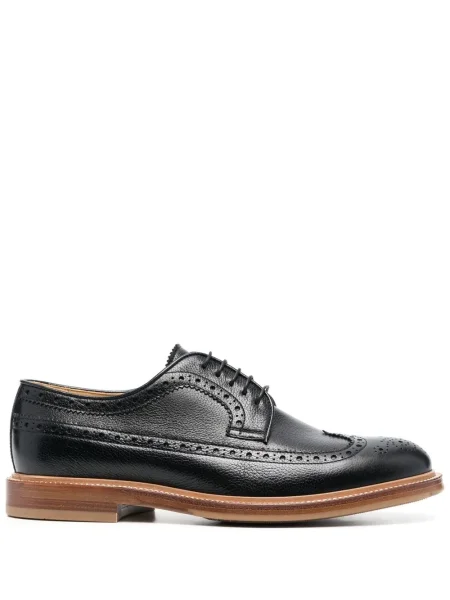 Brogues Brunello Cucinelli cu șireturi din piele negru