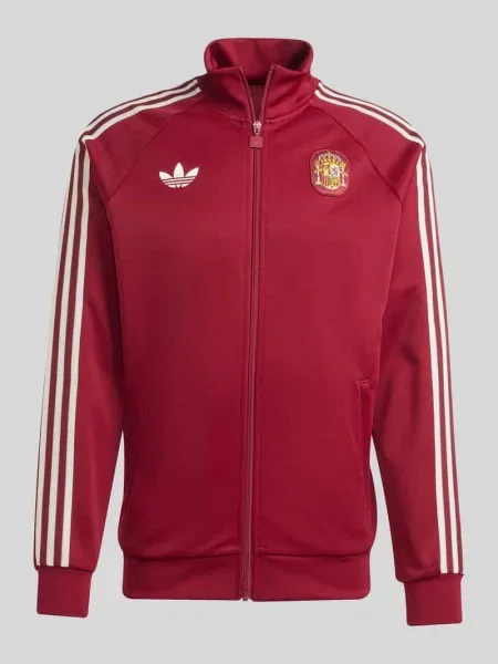 Kurtka treningowa w hiszpańskim stylu o kroju regular fit z dodatkiem bawełny Adidas Originals bordowa