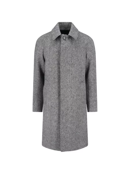 Palton Lardini de lână cu model herringbone gri
