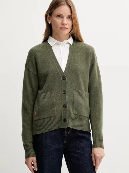 Kardigan Polo Ralph Lauren wełniany zielony