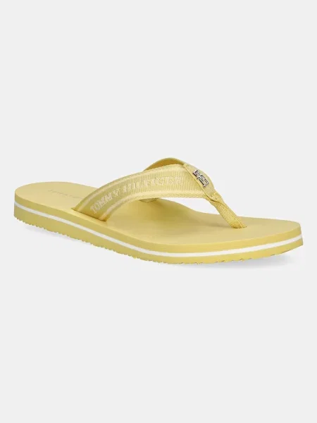 Джапанки Tommy Hilfiger HILFIGER WEBBING BEACH SANDAL с равна подметка жълто