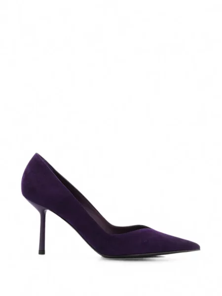 Pantofi cu toc Le Silla din piele de căprioară violet